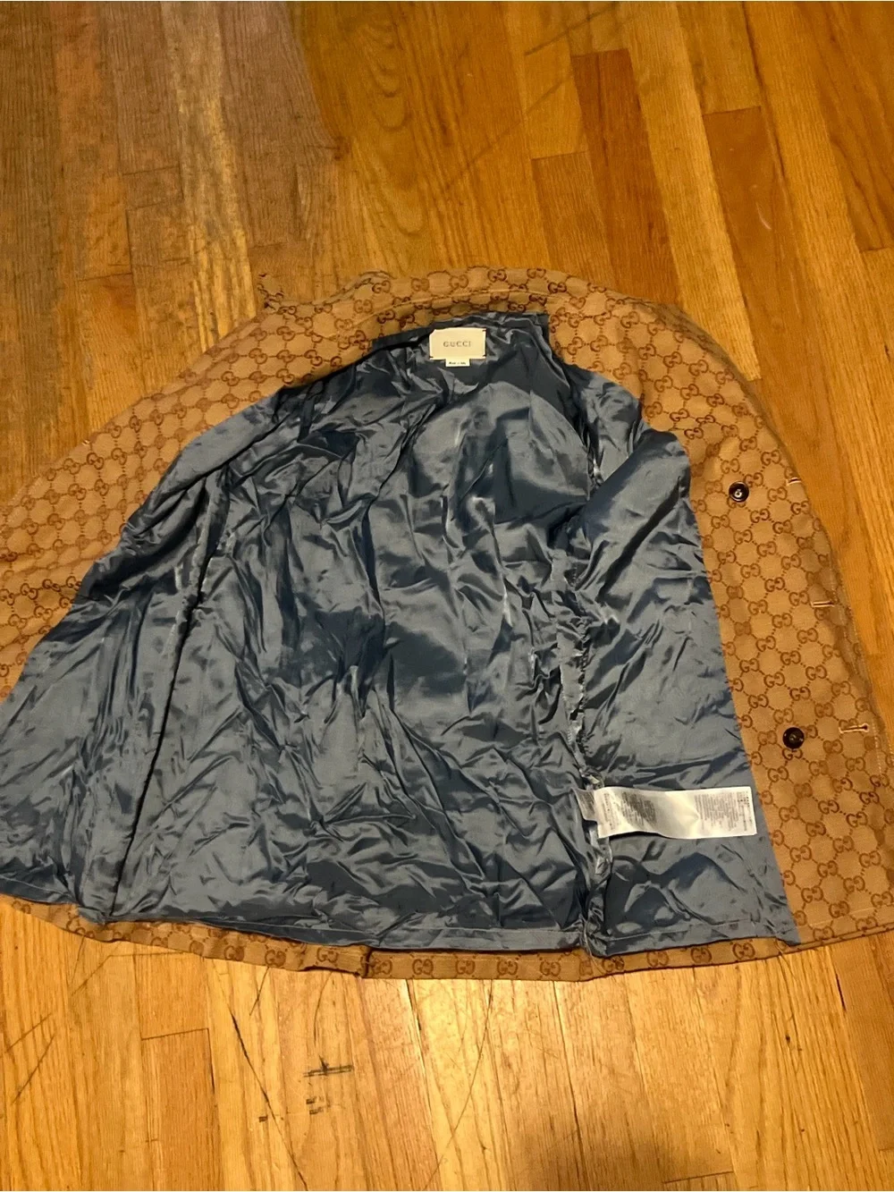 Gucci Tan Monogram Double-Breasted Trench Coat for Kids